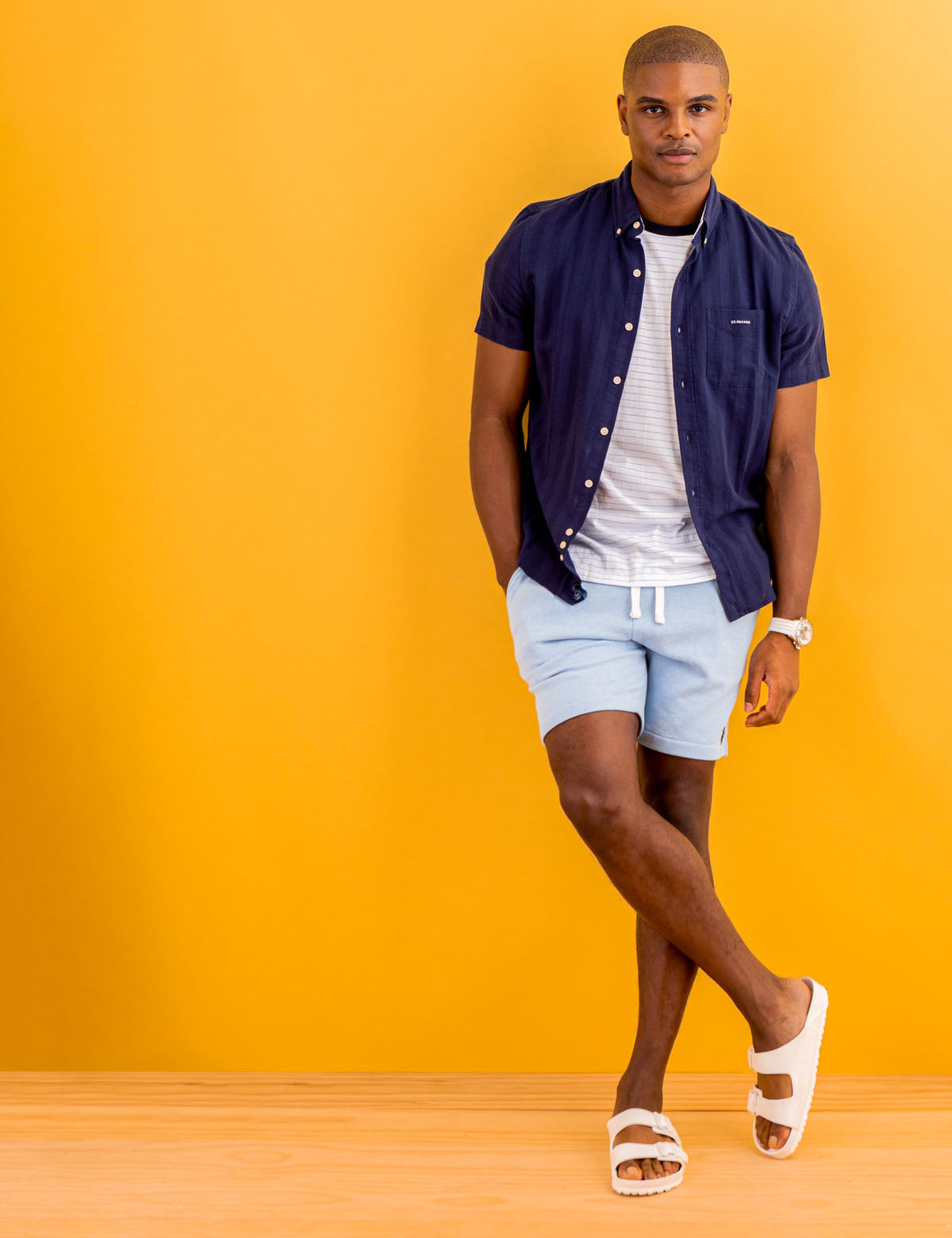 U.S. Polo Assn. - Mens Short Sleeve Yarn Dye Dobby Woven Shirt - Size XL