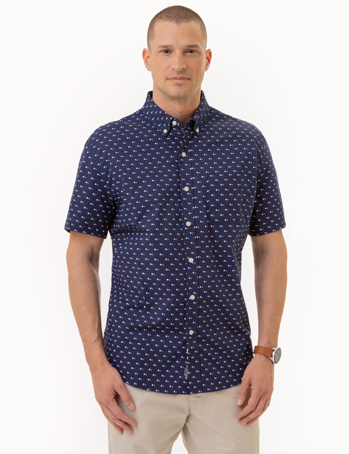 U.S. Polo Assn. - Mens All Over Double Dot Print Short Sleeve Shirt - Size L