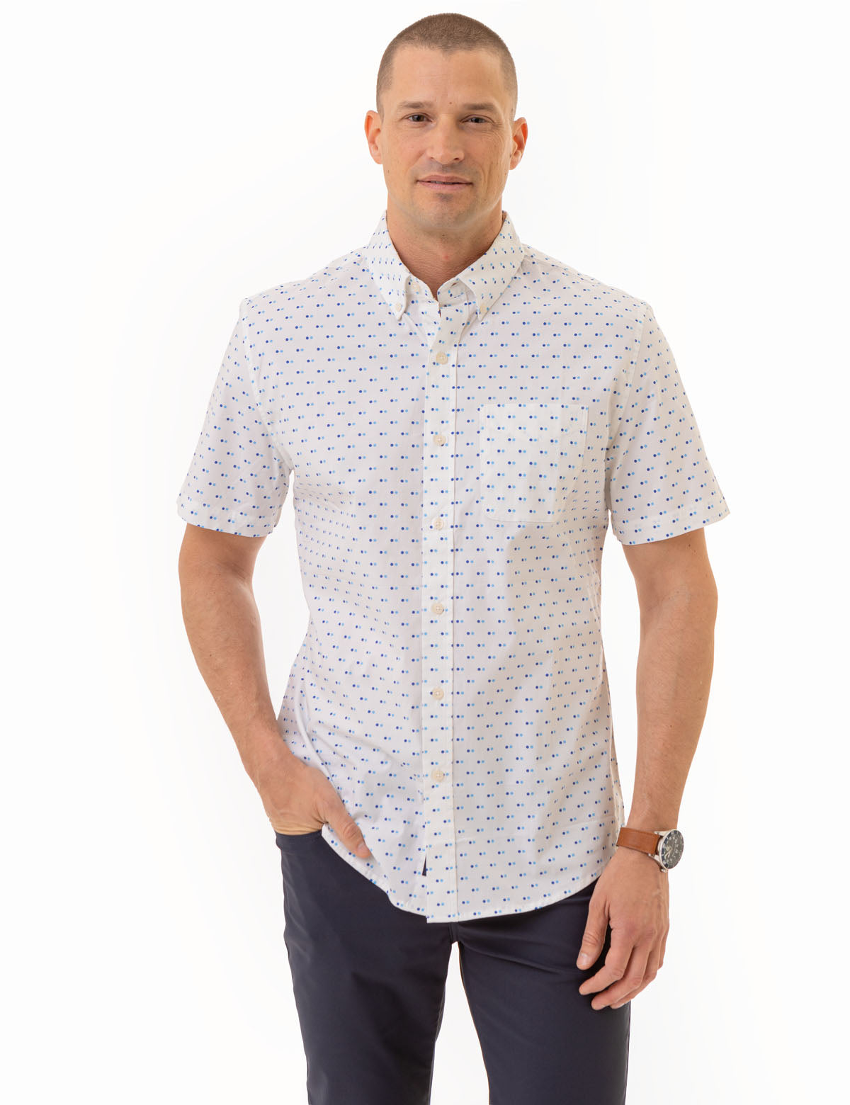 U.S. Polo Assn. - Mens All Over Double Dot Print Short Sleeve Shirt - Size S