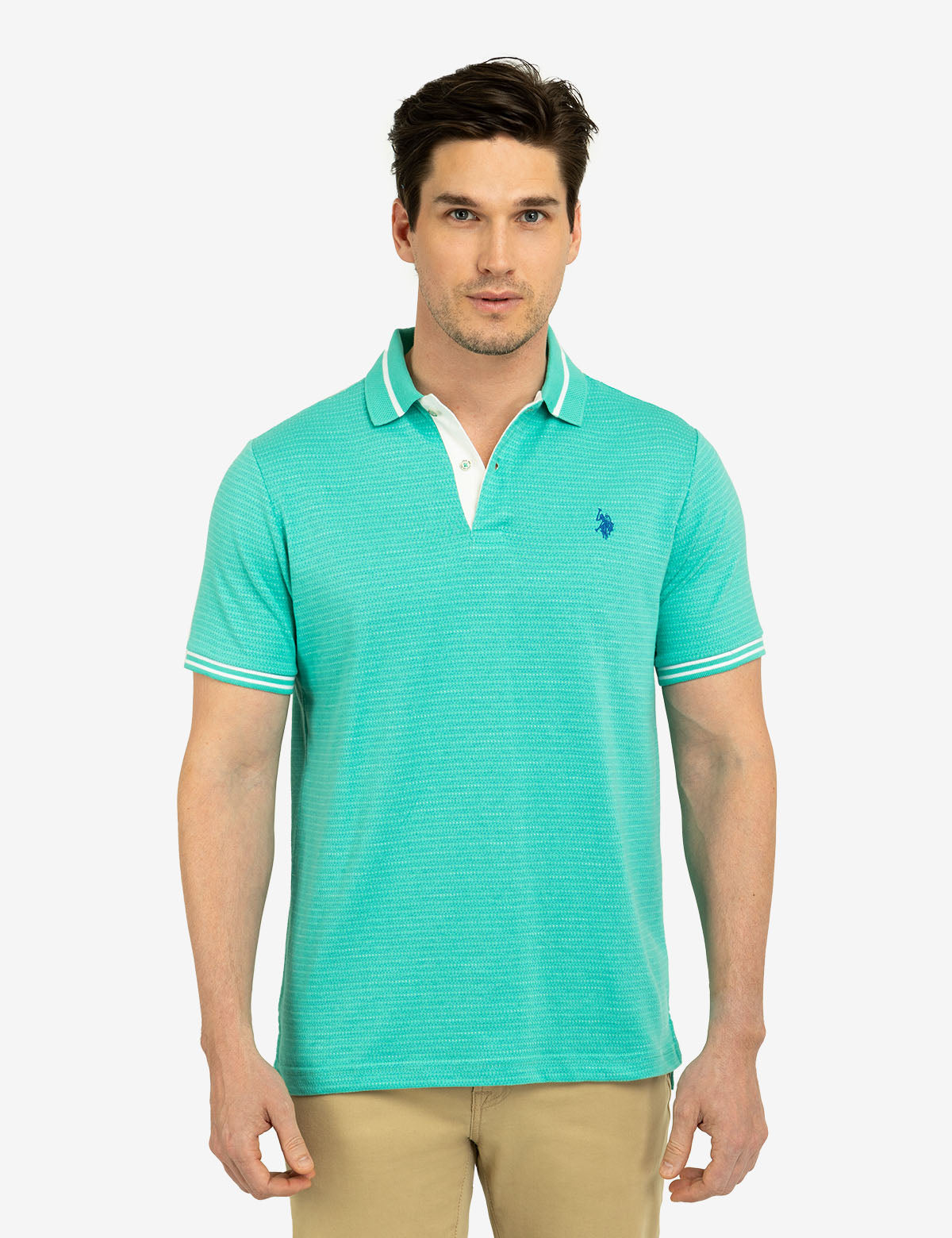 U.S. Polo Assn. - Mens Jacquard Textured Jersey Polo Shirt - Size S