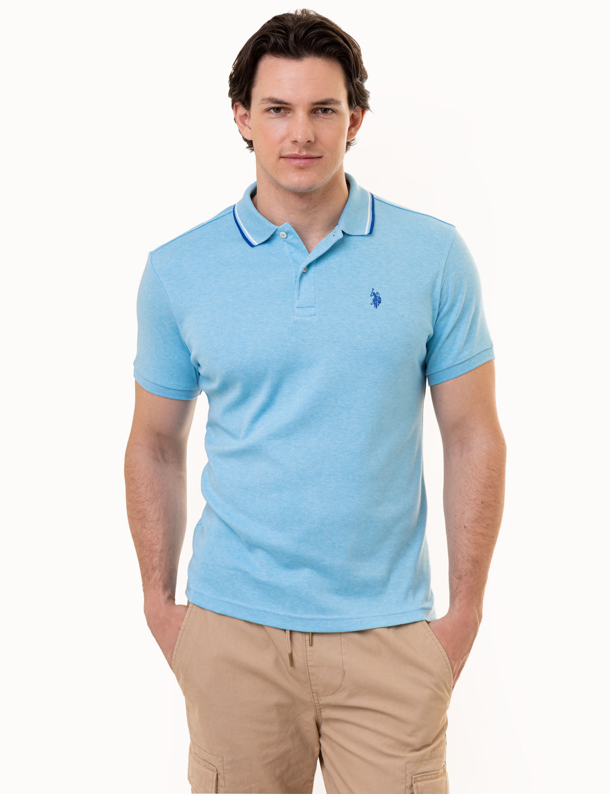 U.S. Polo Assn. - Mens Slim Fit Solid Interlock Polo Shirt - Size L