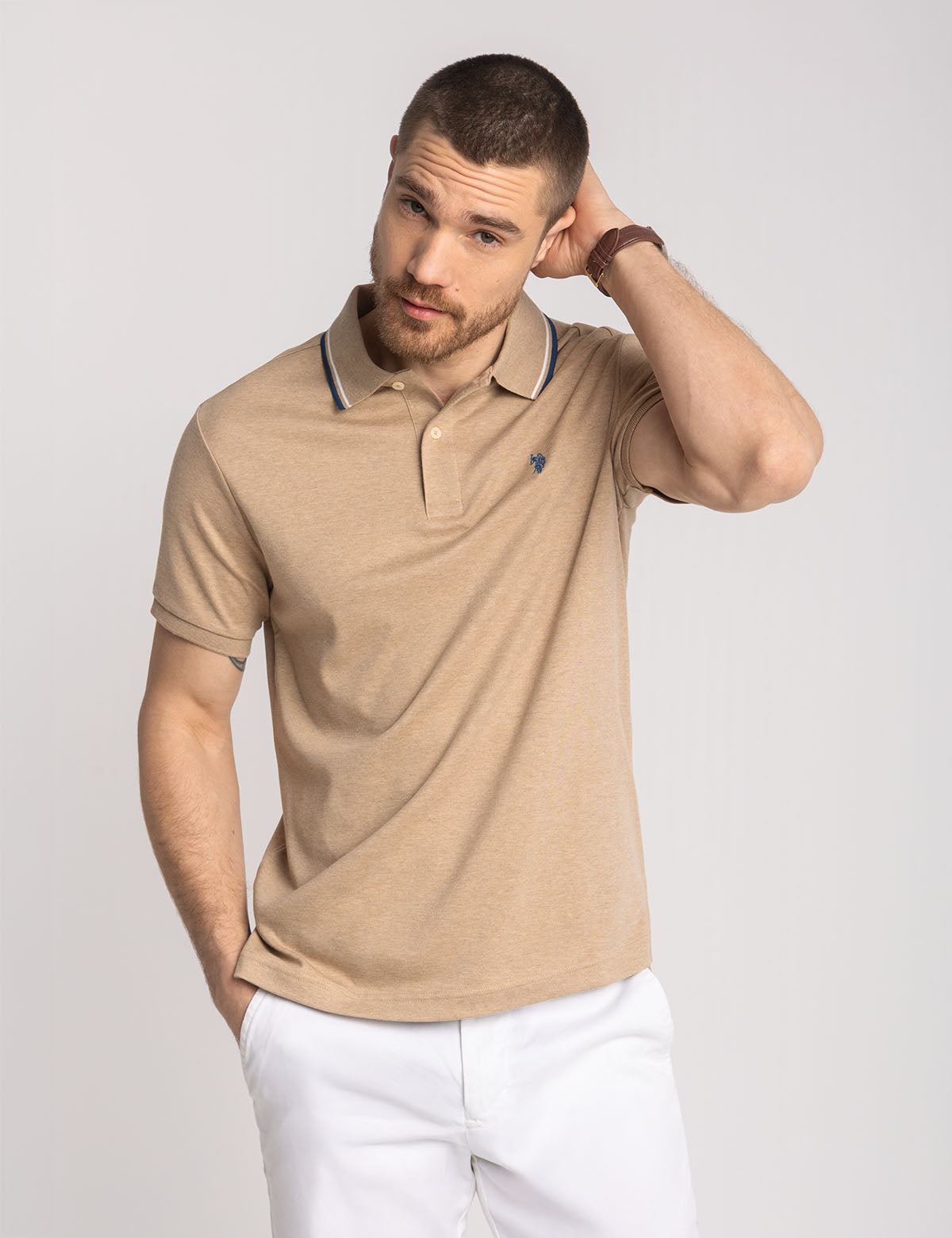 U.S. Polo Assn. - Mens Slim Fit Tipped Interlock Polo Shirt - Size XL