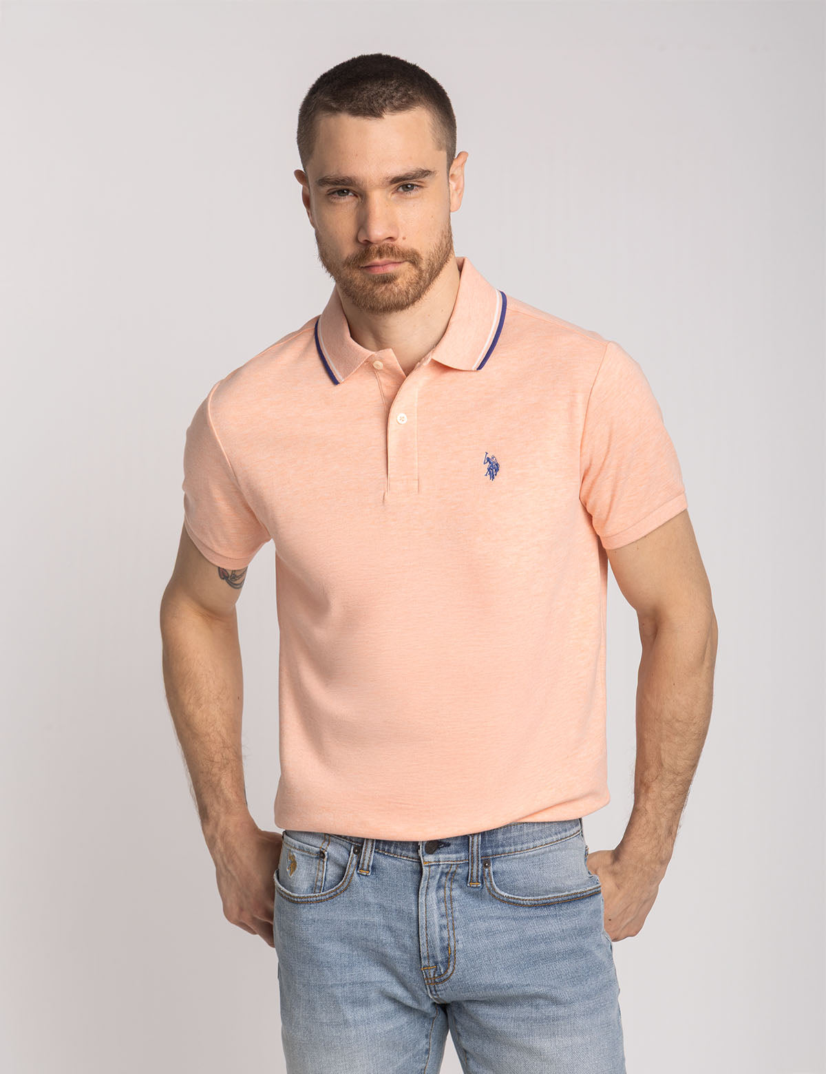 U.S. Polo Assn. - Mens Slim Fit Solid Interlock Polo Shirt - Size M