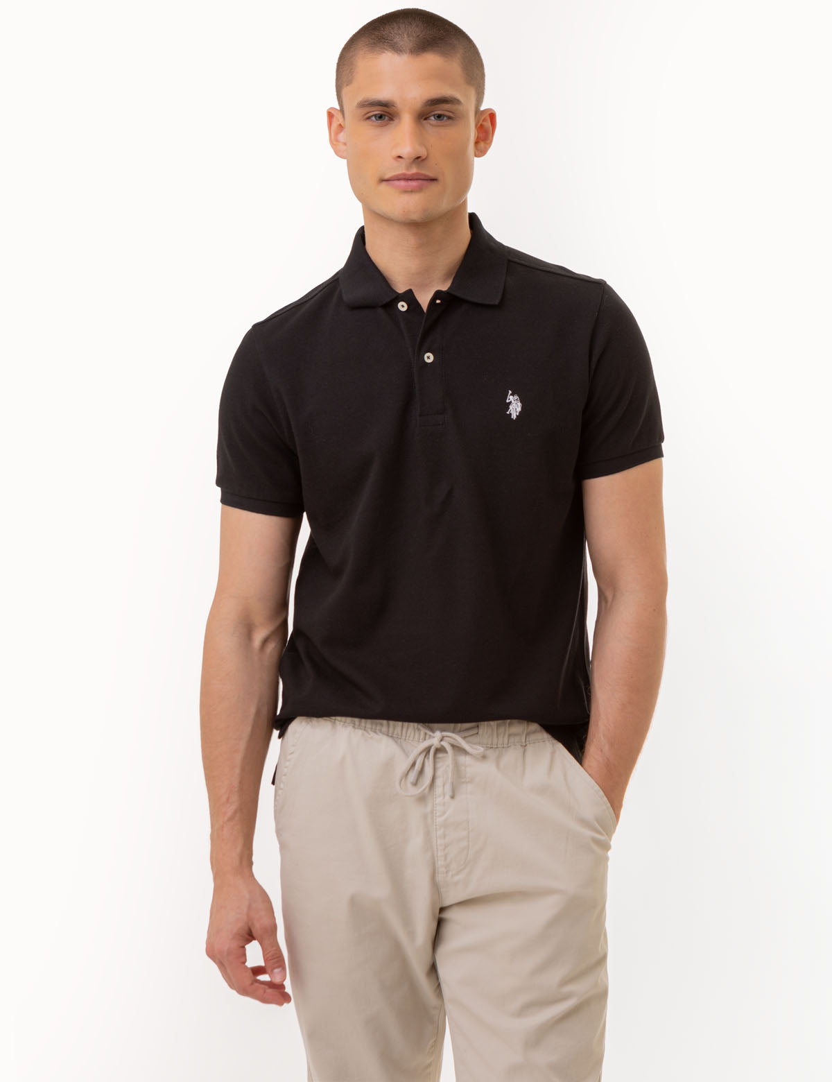 U.S. Polo Assn. - Mens Slim Fit Solid Pique Polo Shirt - Size L