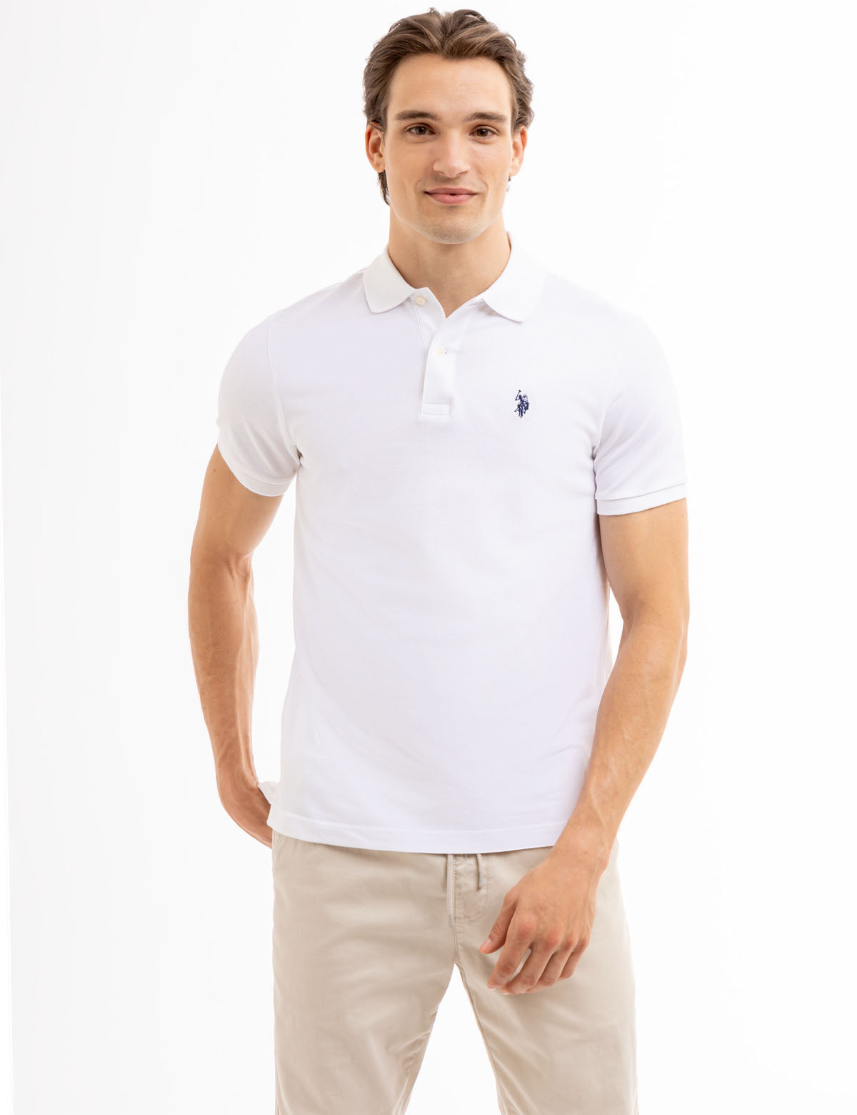 U.S. Polo Assn. - Mens Slim Fit Solid Pique Polo Shirt - Size M