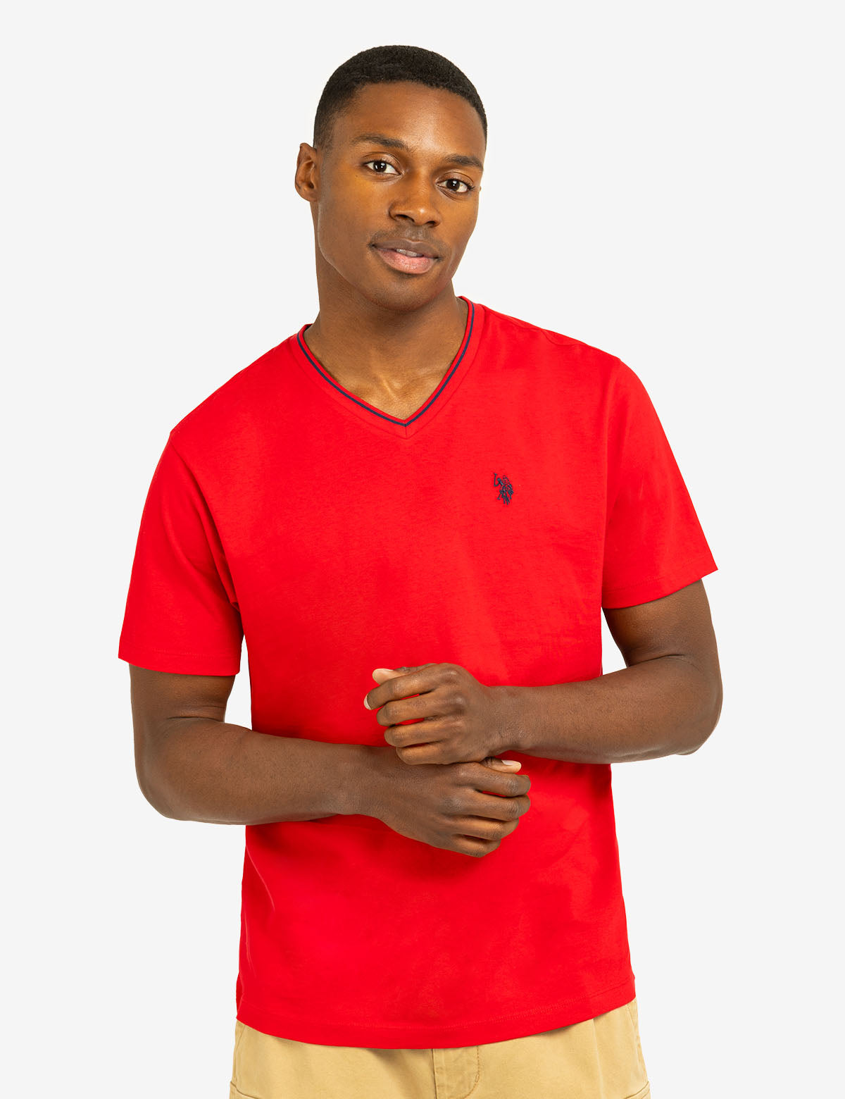 U.S. Polo Assn. - Mens Tipped V-Neck Jersey T-Shirt - Size M