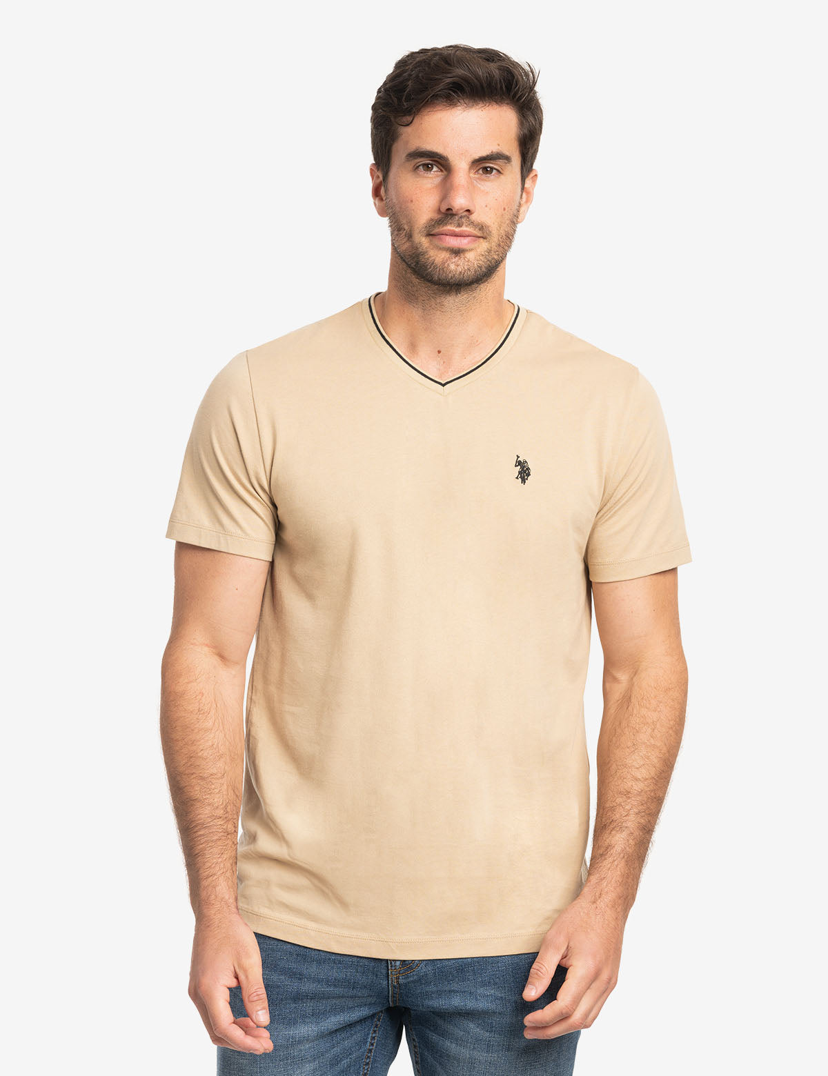U.S. Polo Assn. - Mens Tipped V-Neck Jersey T-Shirt - Size S