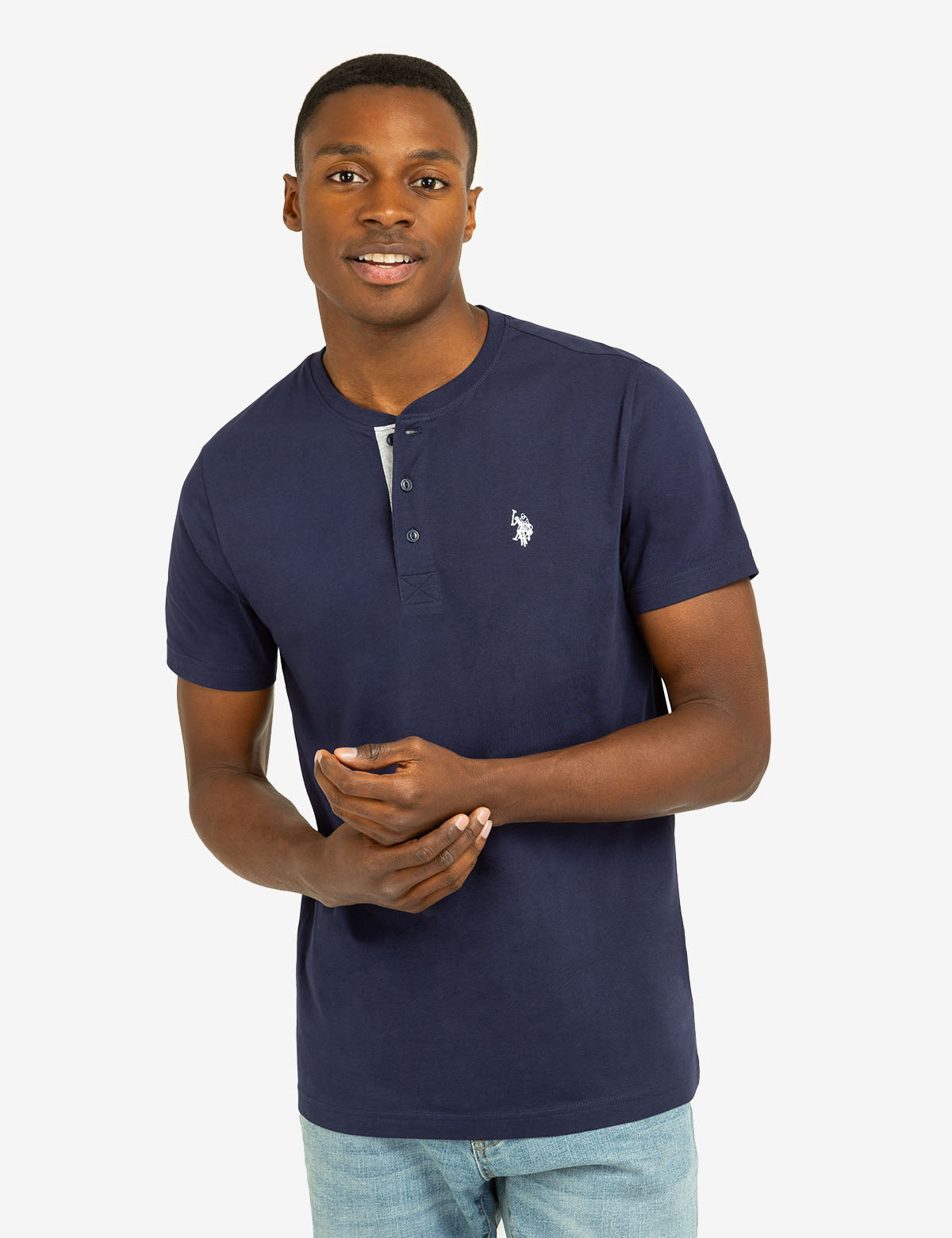 U.S. Polo Assn. - Mens Solid Jersey Henley Shirt - Size S