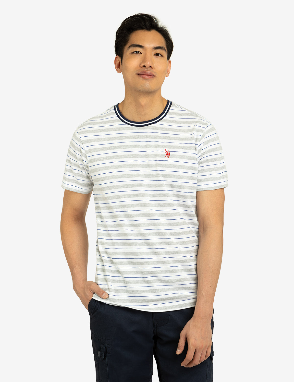 U.S. Polo Assn. - Mens Yarn Dye Stripe Jersey Crew Neck T-Shirt - Size XL