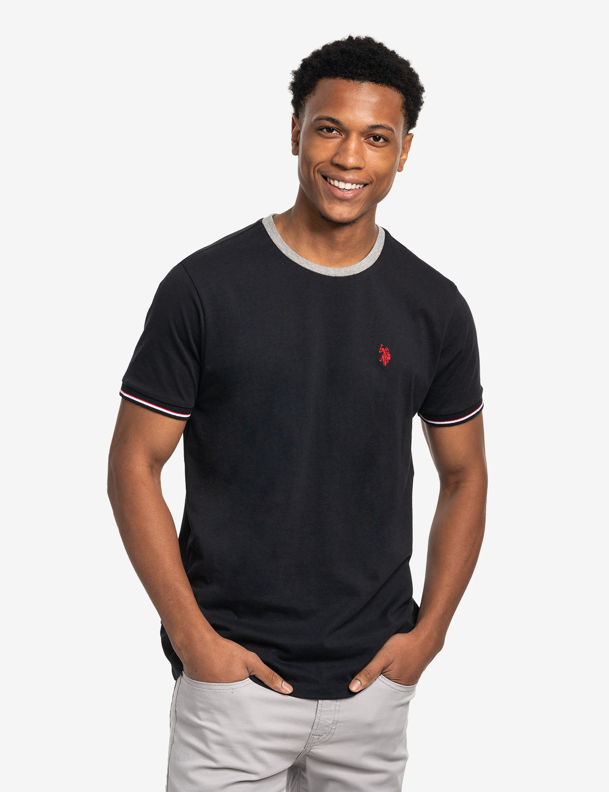 U.S. Polo Assn. - Mens Signature Stripe Trim Ringer T-Shirt - Size XX