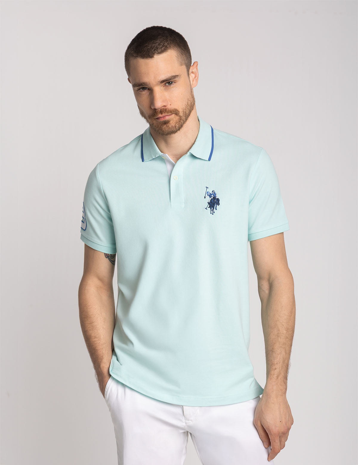 U.S. Polo Assn. - Mens Slim Fit Big Logo Multi-Tonal Polo Shirt - Size XX