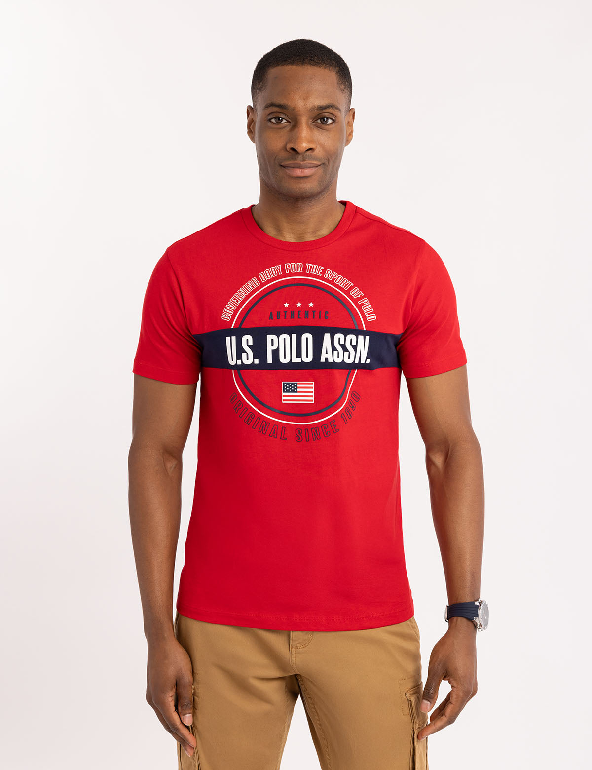 U.S. Polo Assn. - Mens USPA Pieced Circle Logo Jersey T-Shirt - Size M