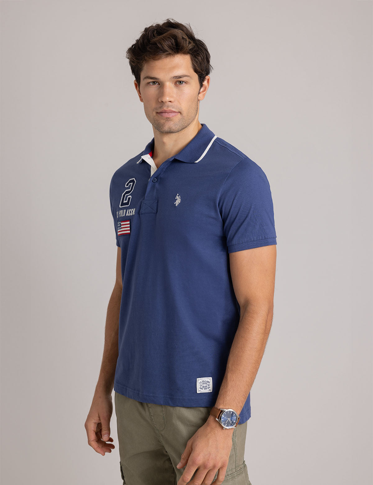 U.S. Polo Assn. - Mens Peached Jersey Polo Shirt With Applique - Size L