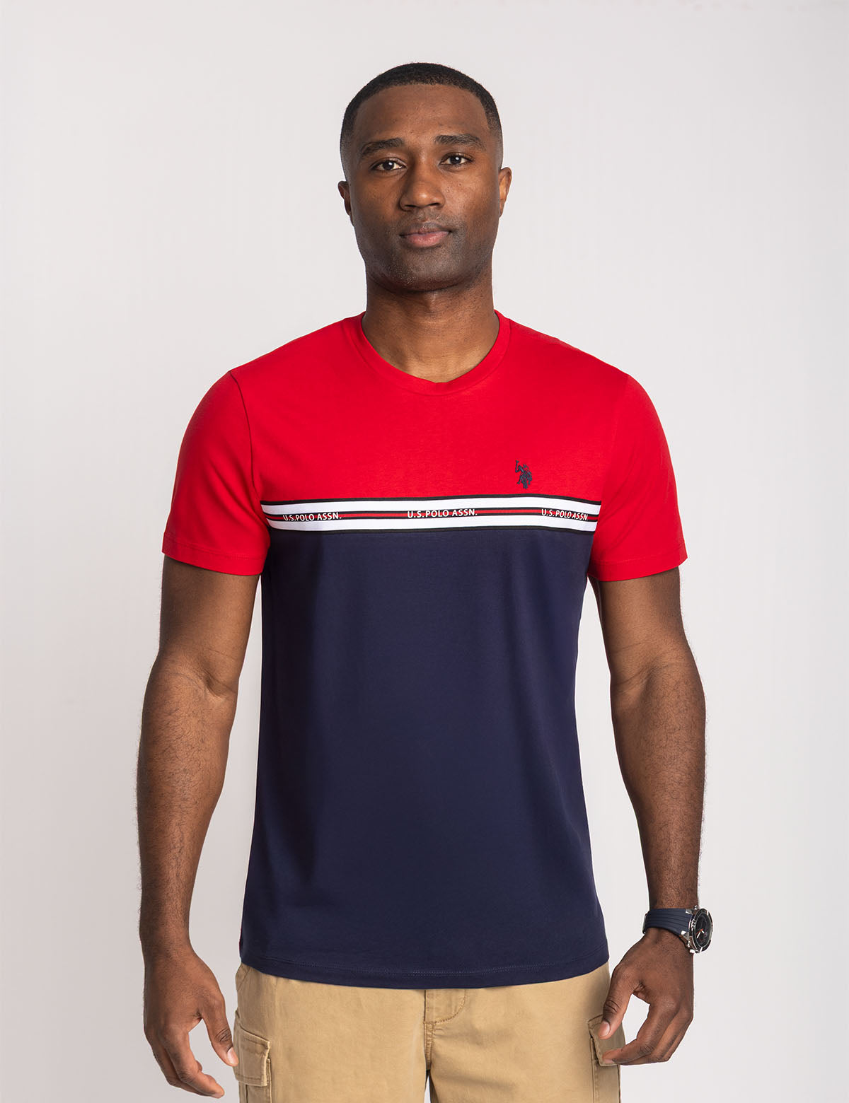 U.S. Polo Assn. - Mens Tricot Pieced Stripe Jersey T-Shirt - Size S
