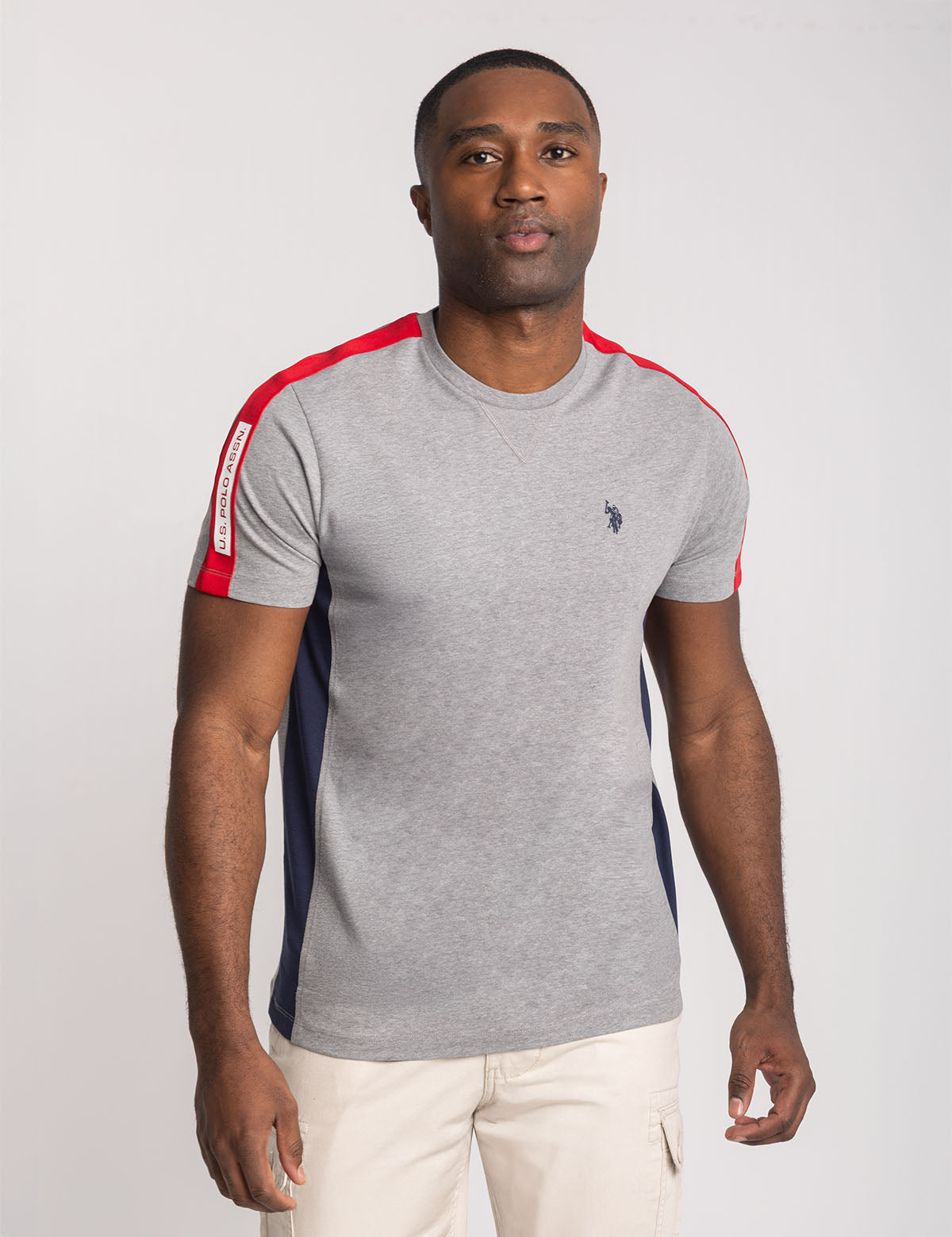 U.S. Polo Assn. - Mens Shoulder Tricot Tape Jersey Color Block T-Shirt - Size S