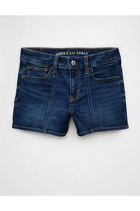 AE Next Level Low-Rise Denim Midi Short Women's Dark Rich Indigo 4