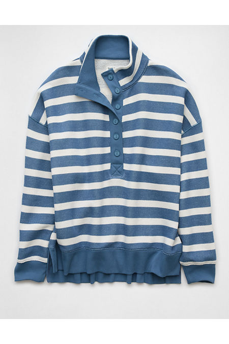 AE Big Hug Henley Sweatshirt Women's Blue Breeze XS