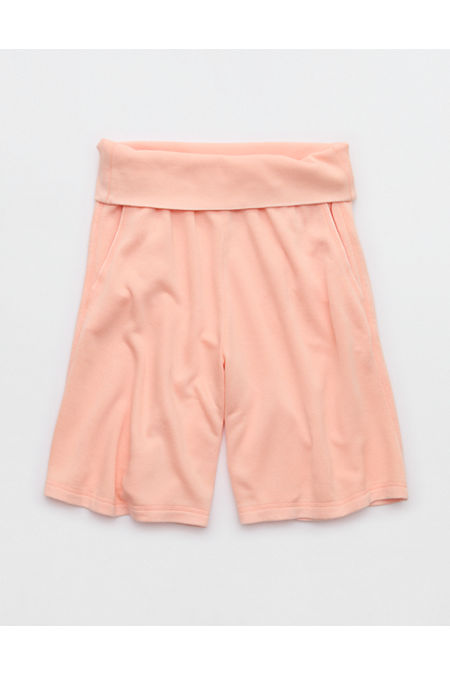 OFFLINE By Aerie Keep It 100 Terry Foldover Long Short Women's Beach Peach XS
