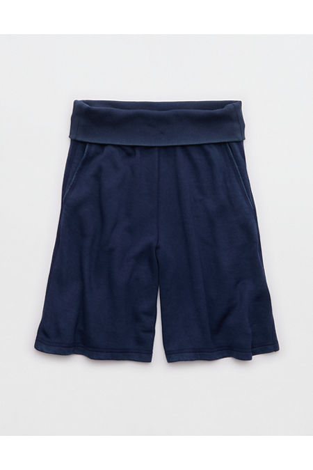 OFFLINE By Aerie Keep It 100 Terry Foldover Long Short Women's Royal Navy S