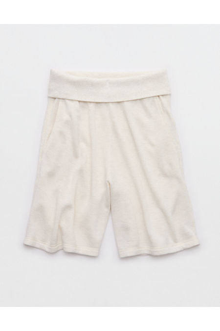 OFFLINE By Aerie Keep It 100 Terry Foldover Long Short Women's Heather Frost M