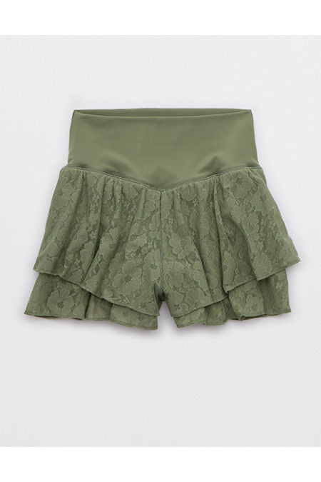 OFFLINE By Aerie Real Me Lace Flowy Short Women's Olive Fun XXL