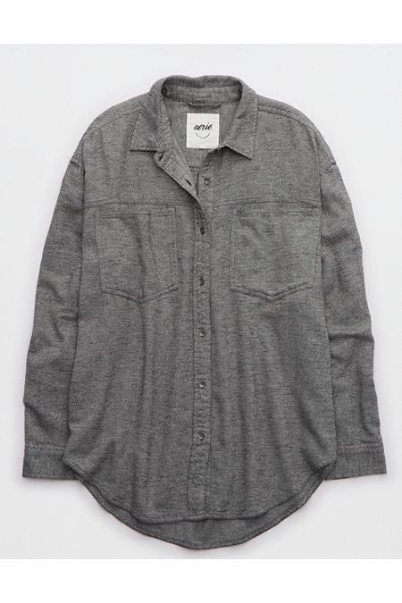 Aerie Anytime Fave Twill Shirt Women's Smoked Gray S
