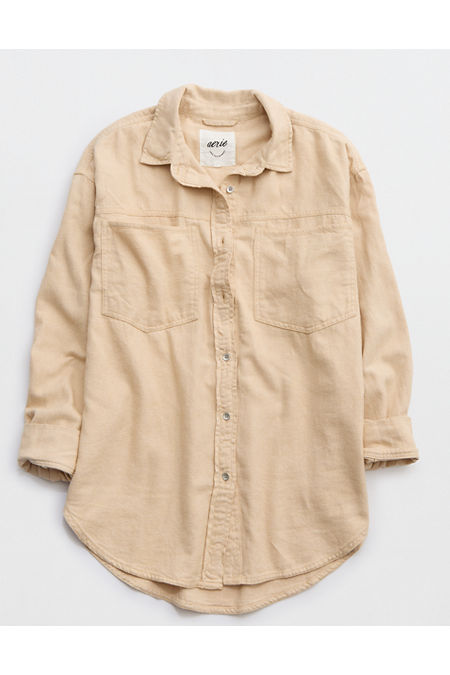 Aerie Anytime Fave Twill Shirt Women's Koko Brown M