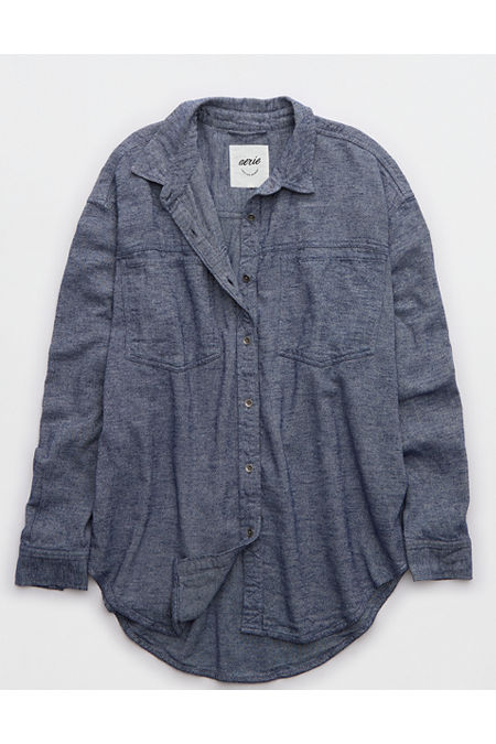 Aerie Anytime Fave Twill Shirt Women's Navy XXS