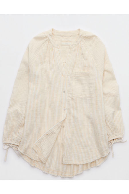 Aerie Daybreak Coverup Shirt Women's Sandalwood XXS