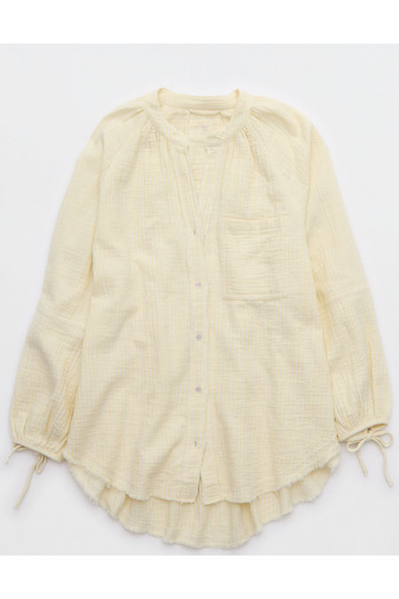 Aerie Daybreak Coverup Shirt Women's Yellow Notes XXL