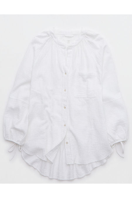 Aerie Daybreak Coverup Shirt Women's White XL