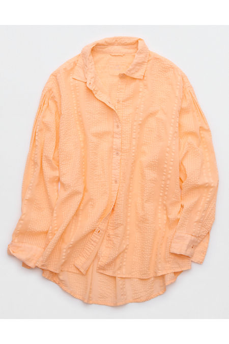 Aerie Seersucker Coverup Shirt Women's Beach Peach S