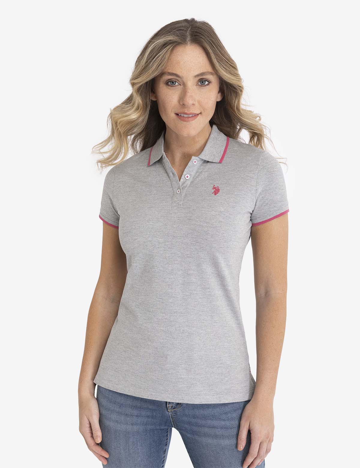 U.S. Polo Assn. - Womens Tipped Solid Polo Shirt - Size XS
