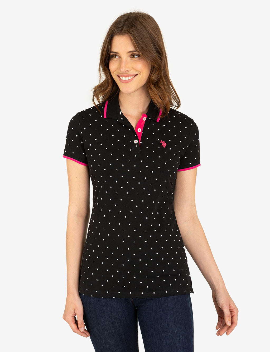 U.S. Polo Assn. - Womens Dot Print Polo Shirt - Size XS