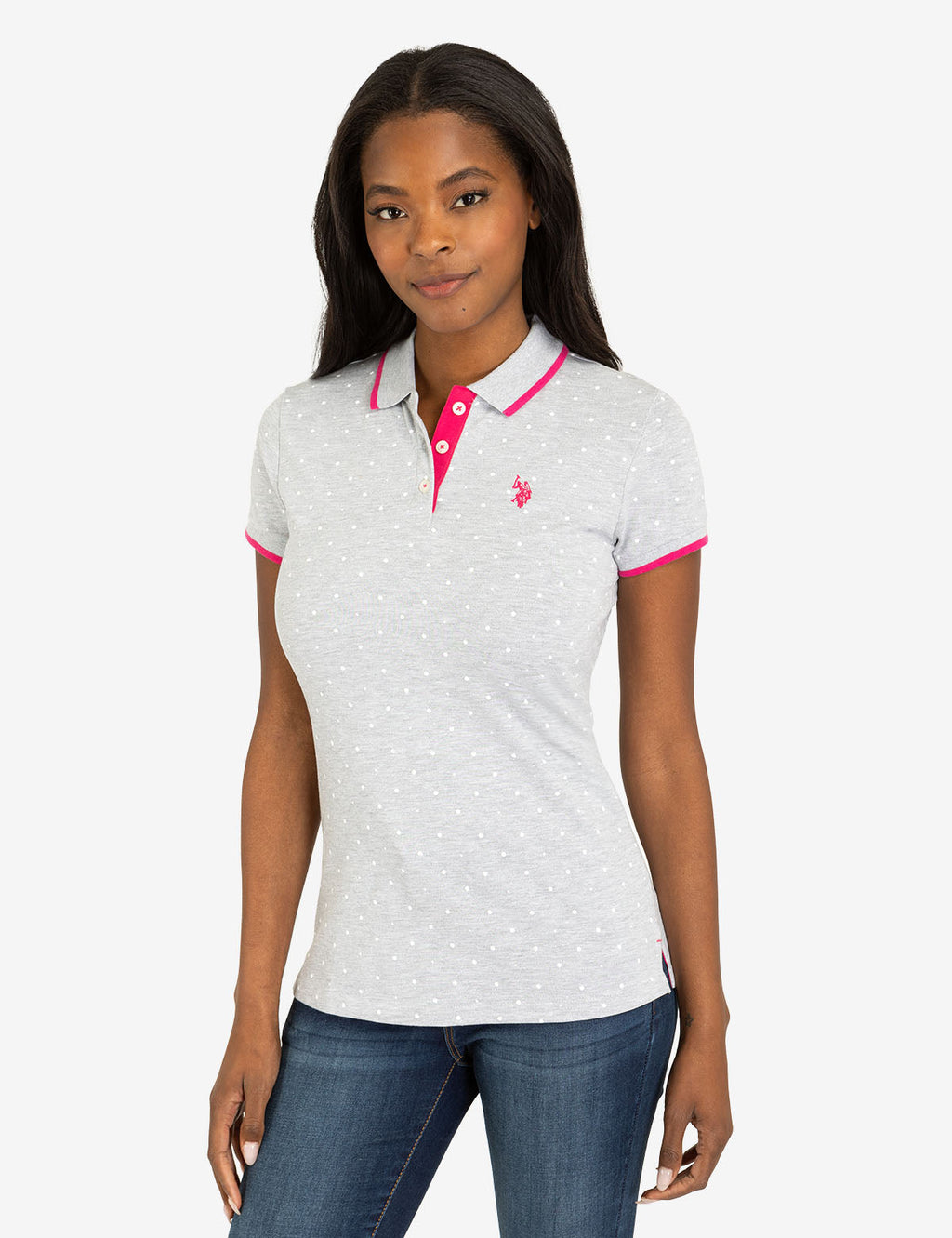 U.S. Polo Assn. - Womens Dot Print Polo Shirt - Size XS
