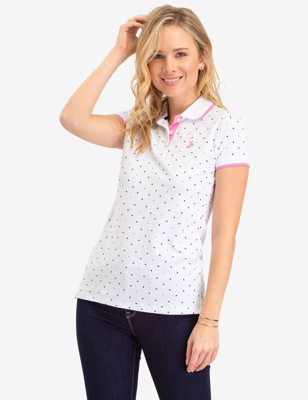 U.S. Polo Assn. - Womens Dot Print Polo Shirt - Size XS