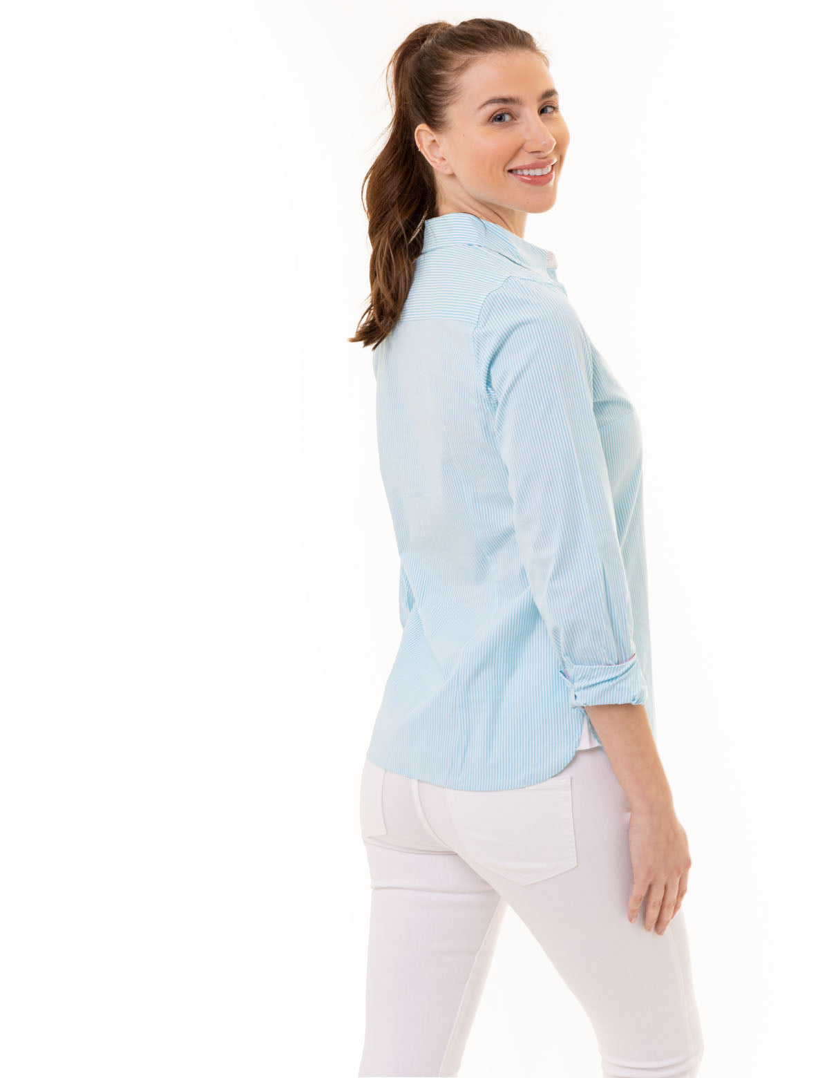 U.S. Polo Assn. - Womens Striped Poplin Long Sleeve Shirt - Size XS