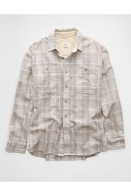 AE Lightweight Flannel Shirt Men's Tan M