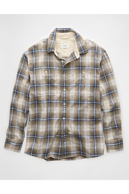 AE Lightweight Flannel Shirt Men's Green L