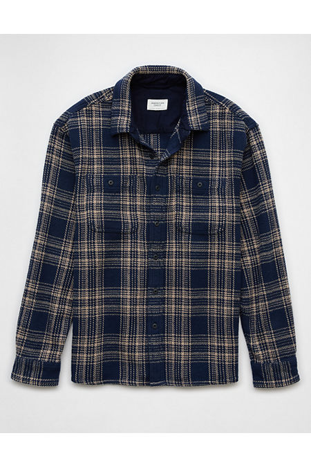 AE Textured Flannel Shirt Men's Navy S