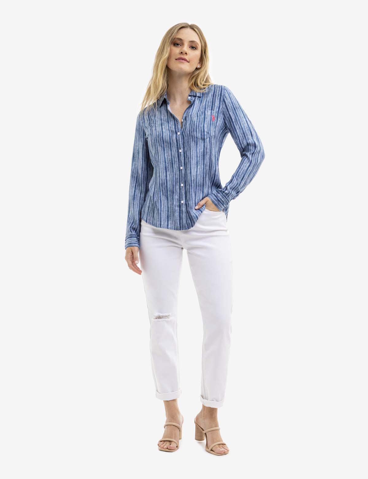 U.S. Polo Assn. - Womens Long Sleeve Printed Woven Shirt - Size XS