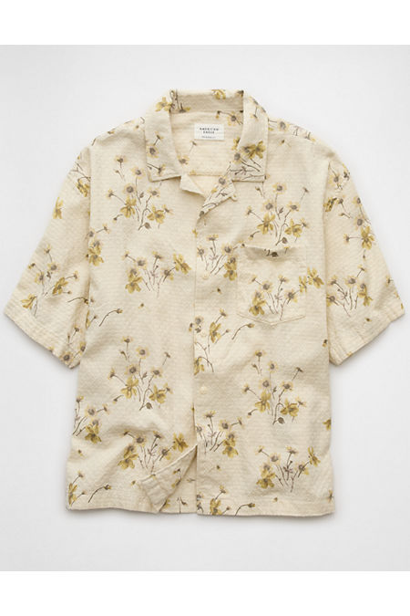 AE Poolside Floral Button-Up Shirt Men's Natural XXL