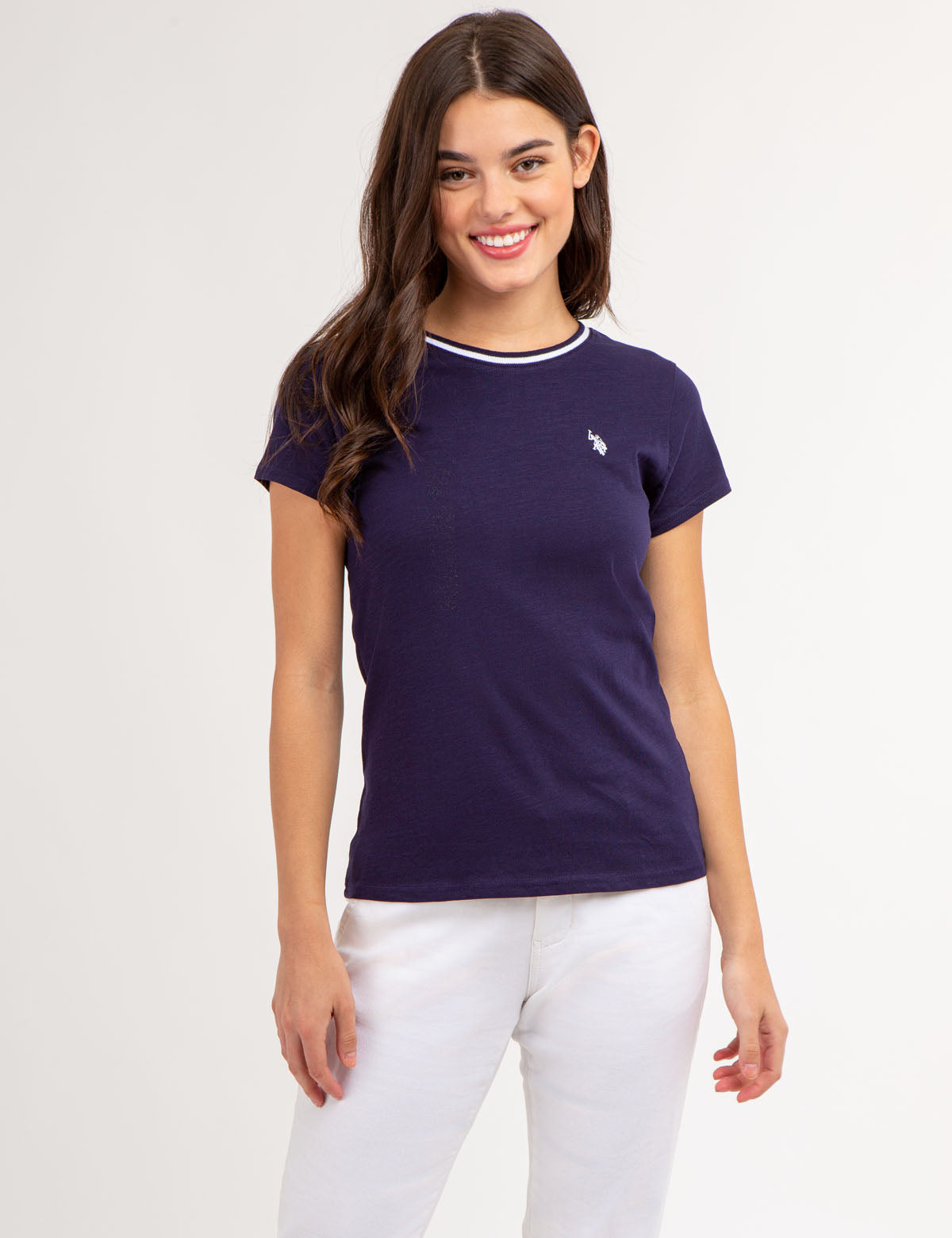 U.S. Polo Assn. - Womens Ringer Neck Trim T-Shirt - Size S
