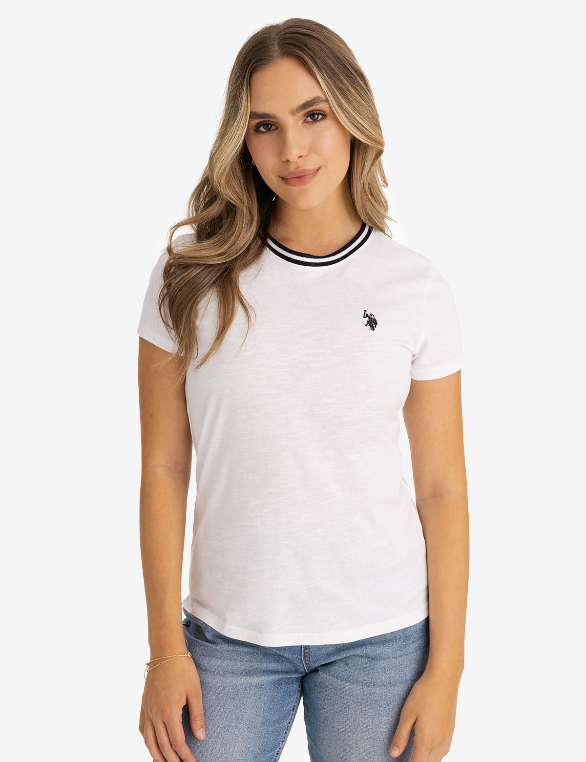 U.S. Polo Assn. - Womens Ringer Neck Trim T-Shirt - Size XS