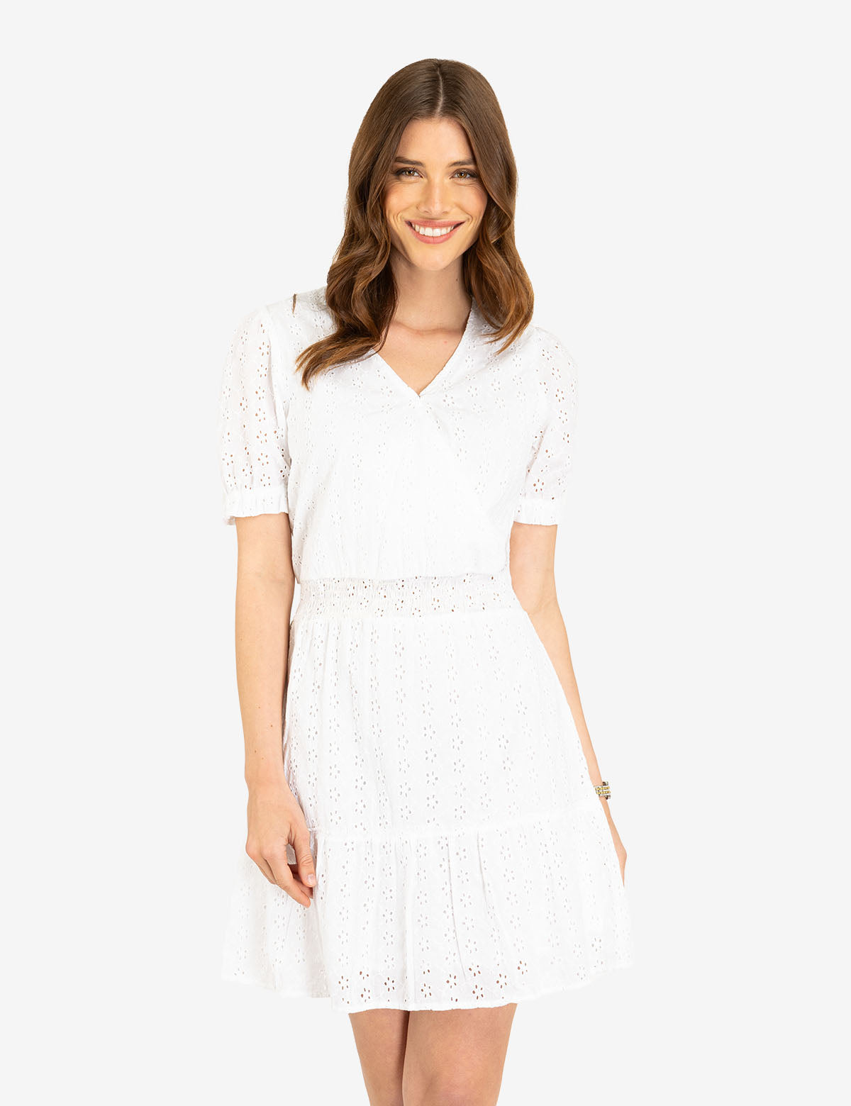 U.S. Polo Assn. - Womens Short Sleeve Eyelet Ruffle Dress - Size L
