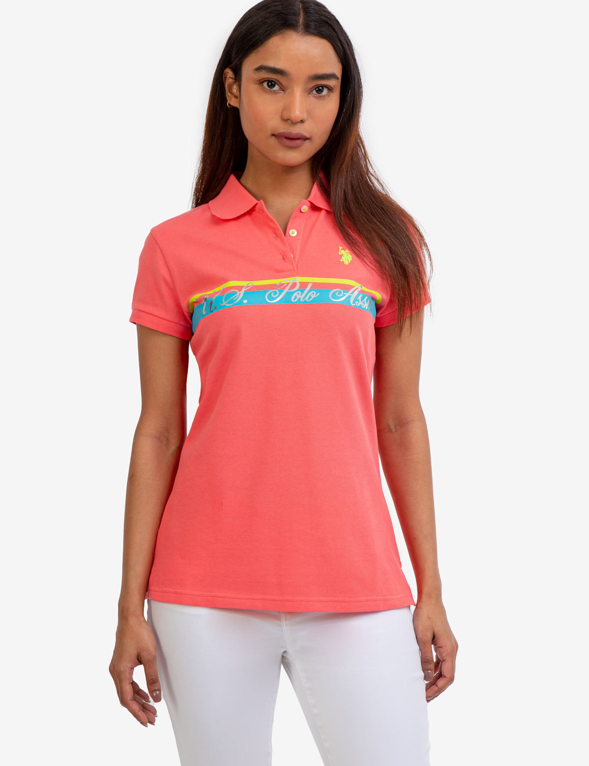 U.S. Polo Assn. - Womens Foil USPA Print Polo Shirt - Size XS