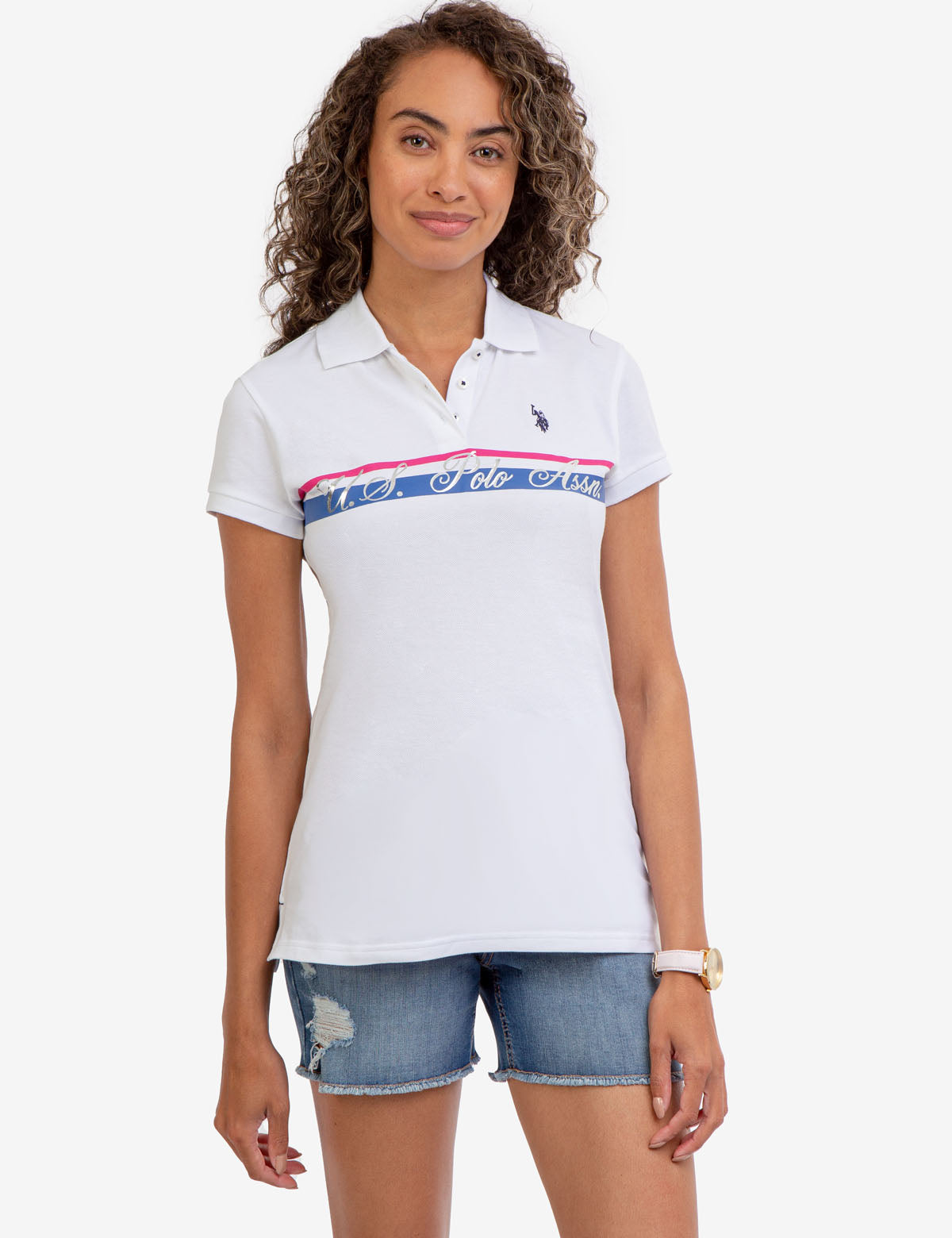 U.S. Polo Assn. - Womens Foil USPA Print Polo Shirt - Size XL