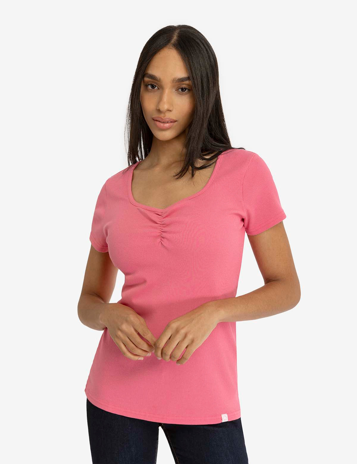 U.S. Polo Assn. - Womens Knotched Rib Short Sleeve Top - Size XL