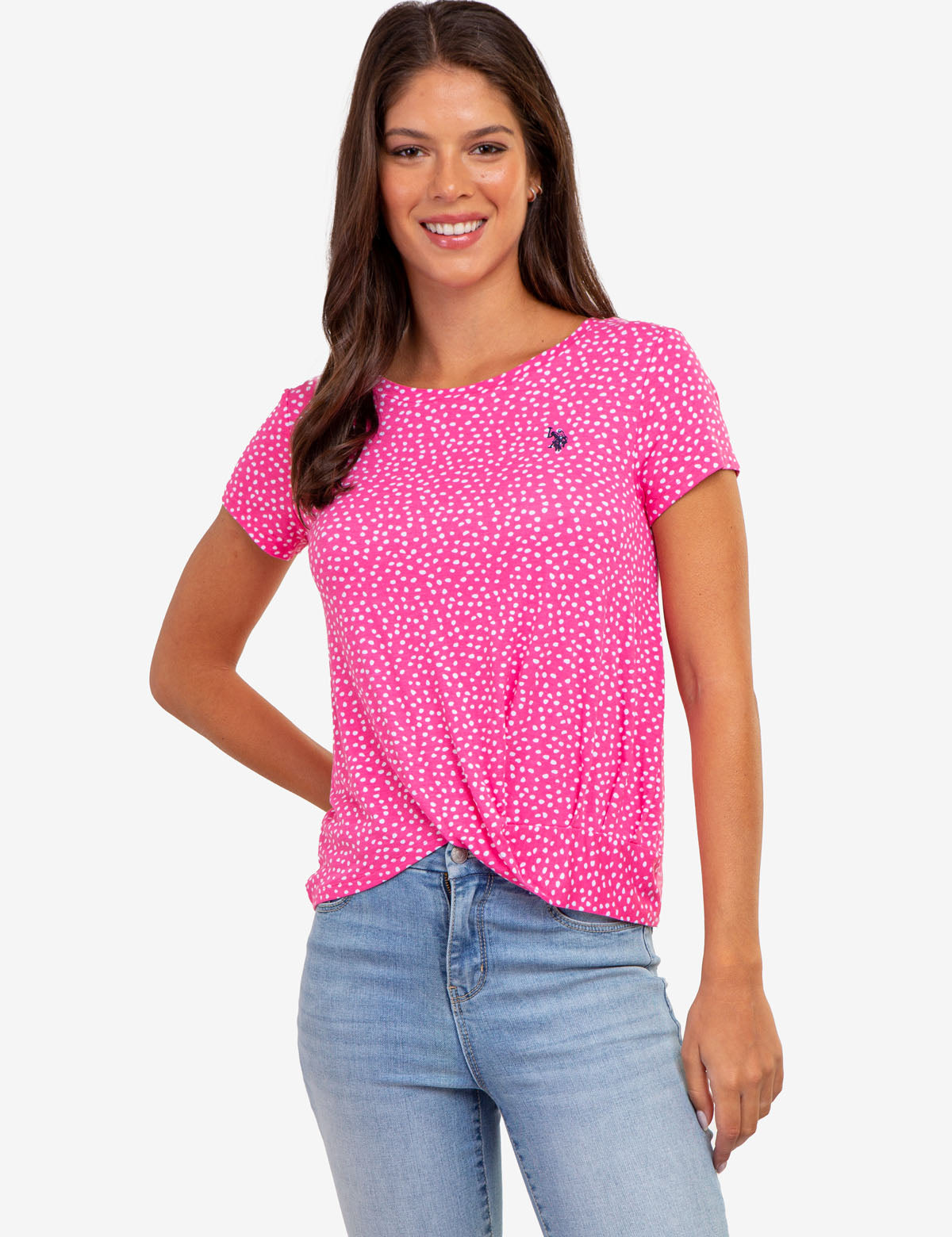 U.S. Polo Assn. - Womens Twist Front Crew Neck T-Shirt - Size XS