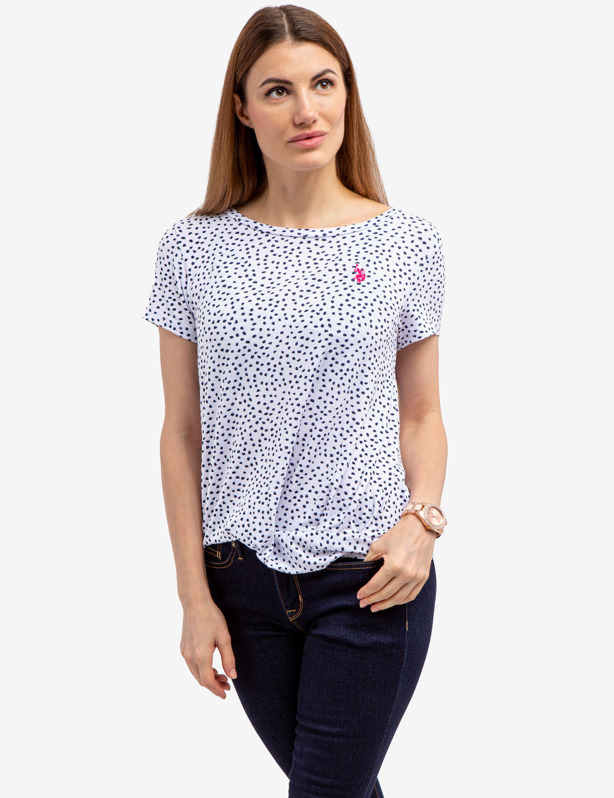 U.S. Polo Assn. - Womens Twist Front Crew Neck T-Shirt - Size M